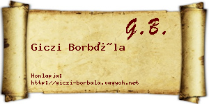 Giczi Borbála névjegykártya